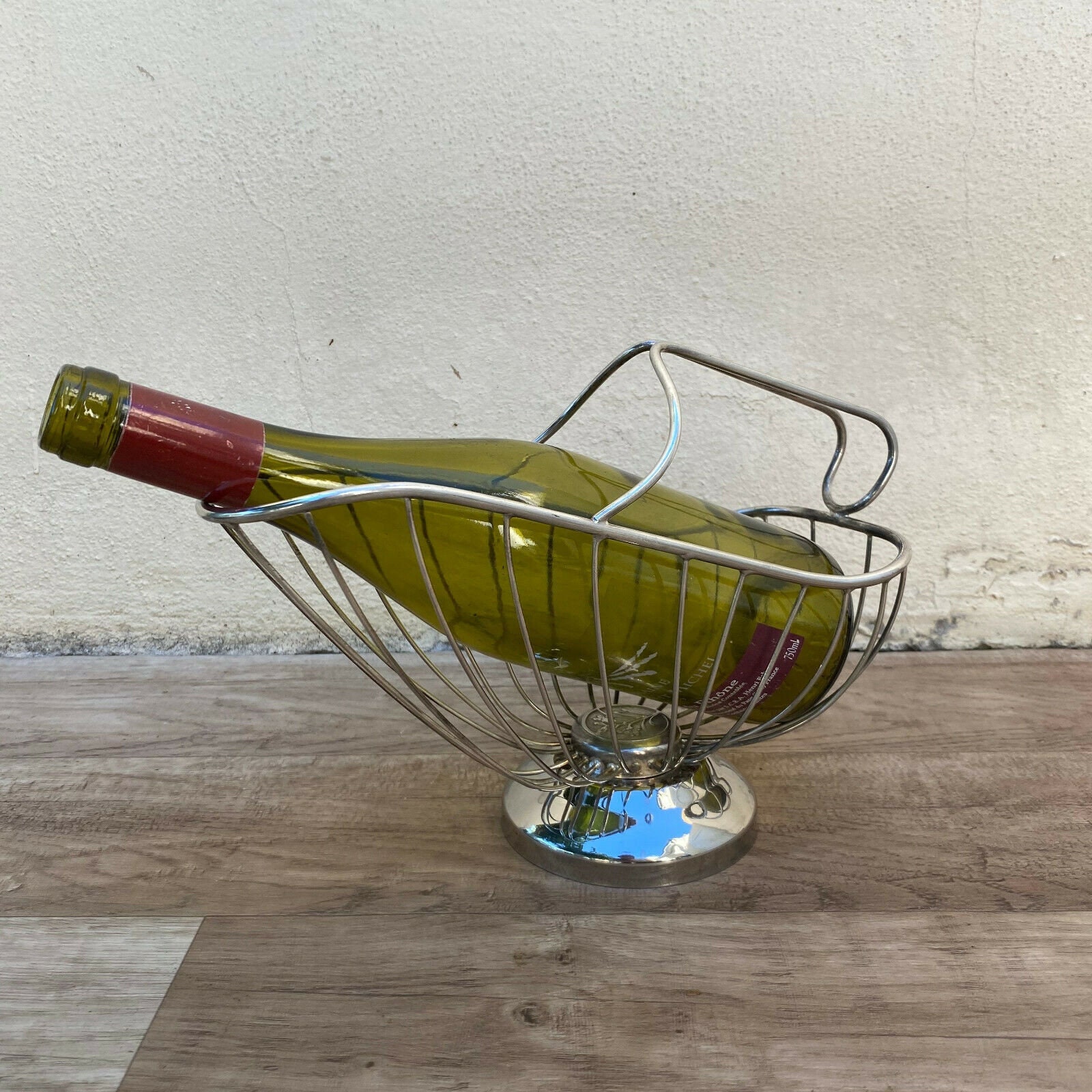 Porte-Bouteilles en Panier Plaqué Argent Français de Vin Millésimé 3110217