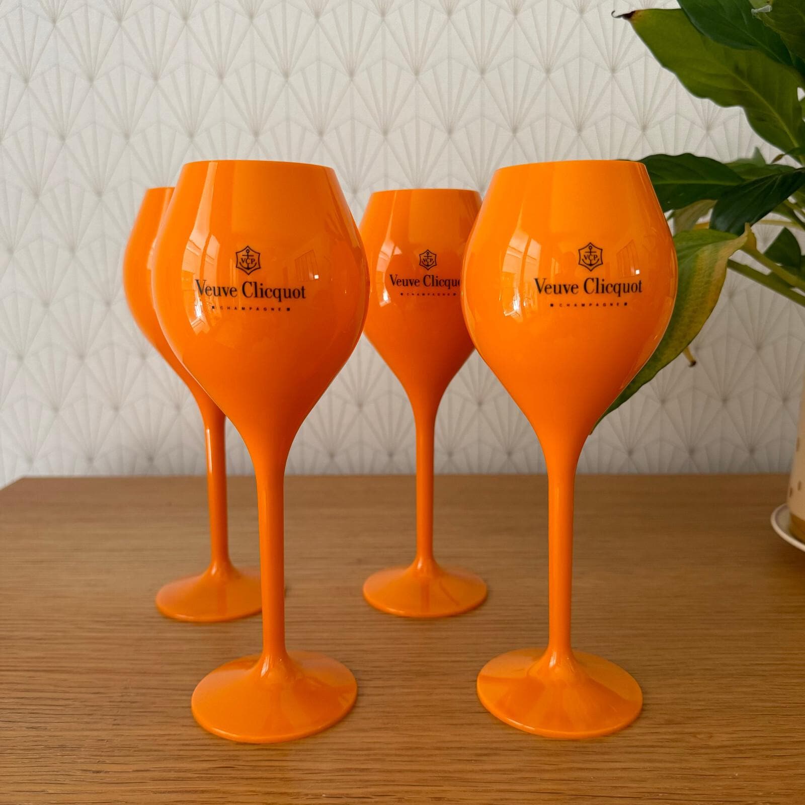 4 X Veuve Cliquot Clicquot Orange Glasses Flutes Cup Ice Champagne
