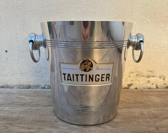 Secchiello per champagne vintage francese Taittinger in acciaio inox con funzione di raffreddamento del ghiaccio 0408252