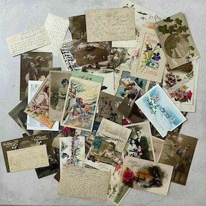 Lot de 1510212 cartes de voeux d&#39;anniversaire pour le Nouvel An français vintage 1900-1950