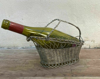 Cesta francesa para vino, soporte para botellas chapado en plata, cesta de servicio 3110216