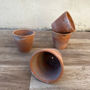 Vintage french Lot of 4 terracotta pots planter 10122215