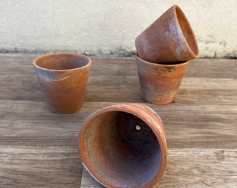 Vintage french Lot of 4 terracotta pots planter 10122215