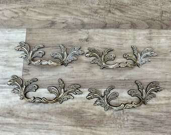 5" French Provincial drawer pulls Shabby Chic Handle Brass Lot of 4 2305228