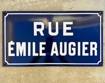 Old French Street Enameled Sign Plaque - vintage AUGIER 13042446