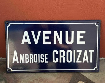 Old French Street Enameled Sign Plaque - vintage croizat 4