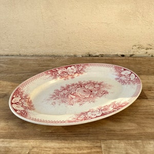 Vintage RARE French Sarreguemines Jardiniere Roses plate tray pink 1712228