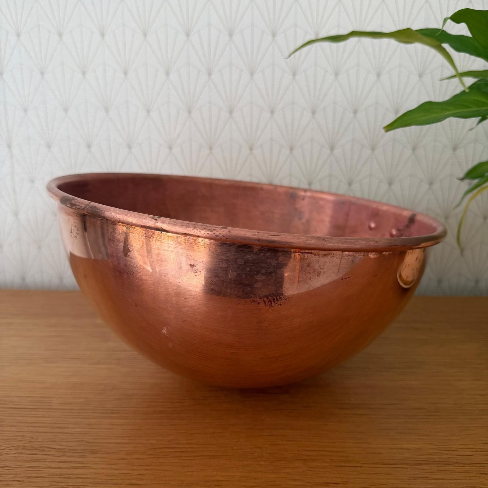 Vintage French Mauviel Copper Cul De Poule Chef Mixing Bowl