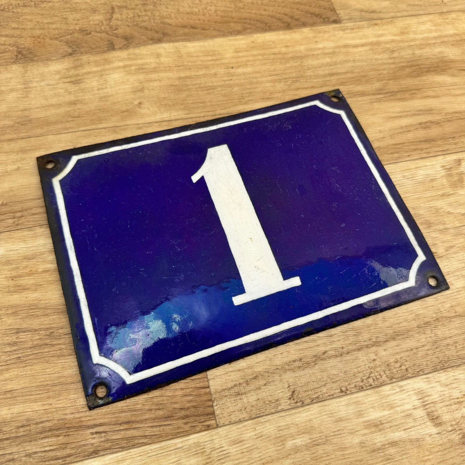 French Enamel House Number 1 Blue White Vintage Door Sign Plate 0907246 ...