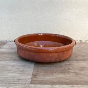 Franse 10&quot; aardewerk bruine fruitschaal Provence Vintage Tian Glazed 06102416