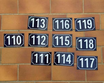 French vintage blue enameled enamel steel metal house street door number girod
