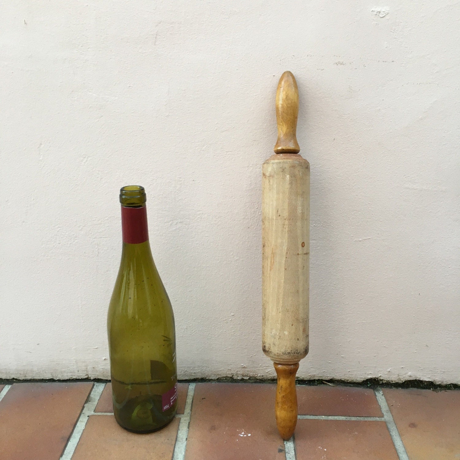 Rouleau de Cuisine en Bois Vintage Rouleau à Pâtisserie Boulangerie Français