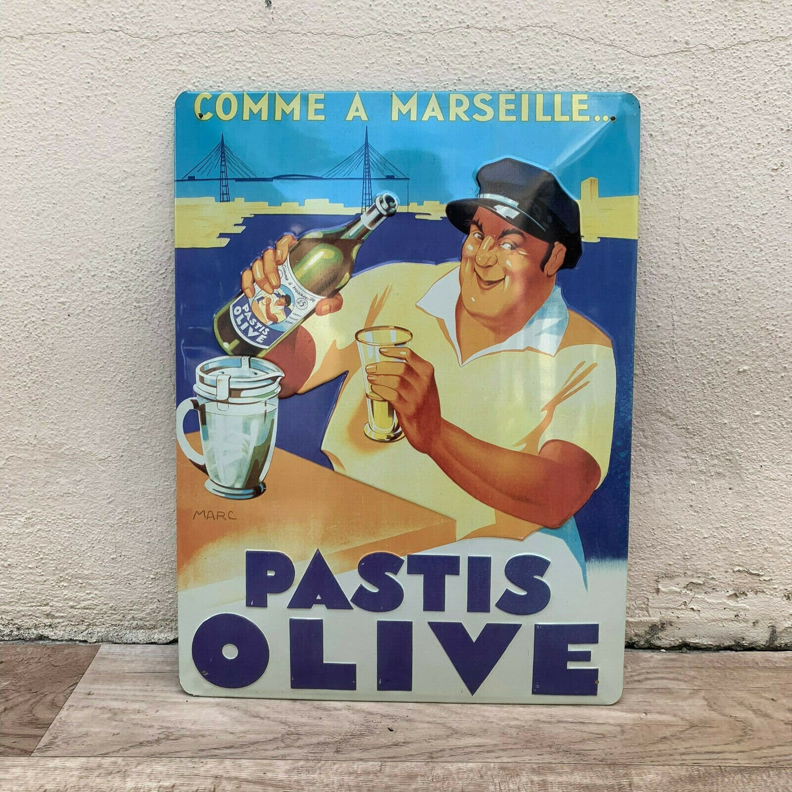 Pastis Olive Marseille Français Enseigne en Métal de France Annonçant Des 1507195 Vintage