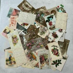 Vintage 1900-1950 French New year Birthday Greeting Cards lot 1510213
