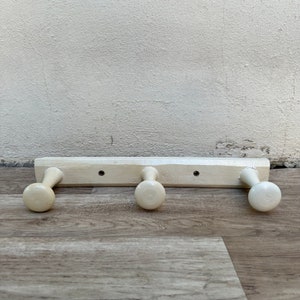 Antique French Coat Hook Hat Wood Wooden 3 Pegs Hanger rack 2608238