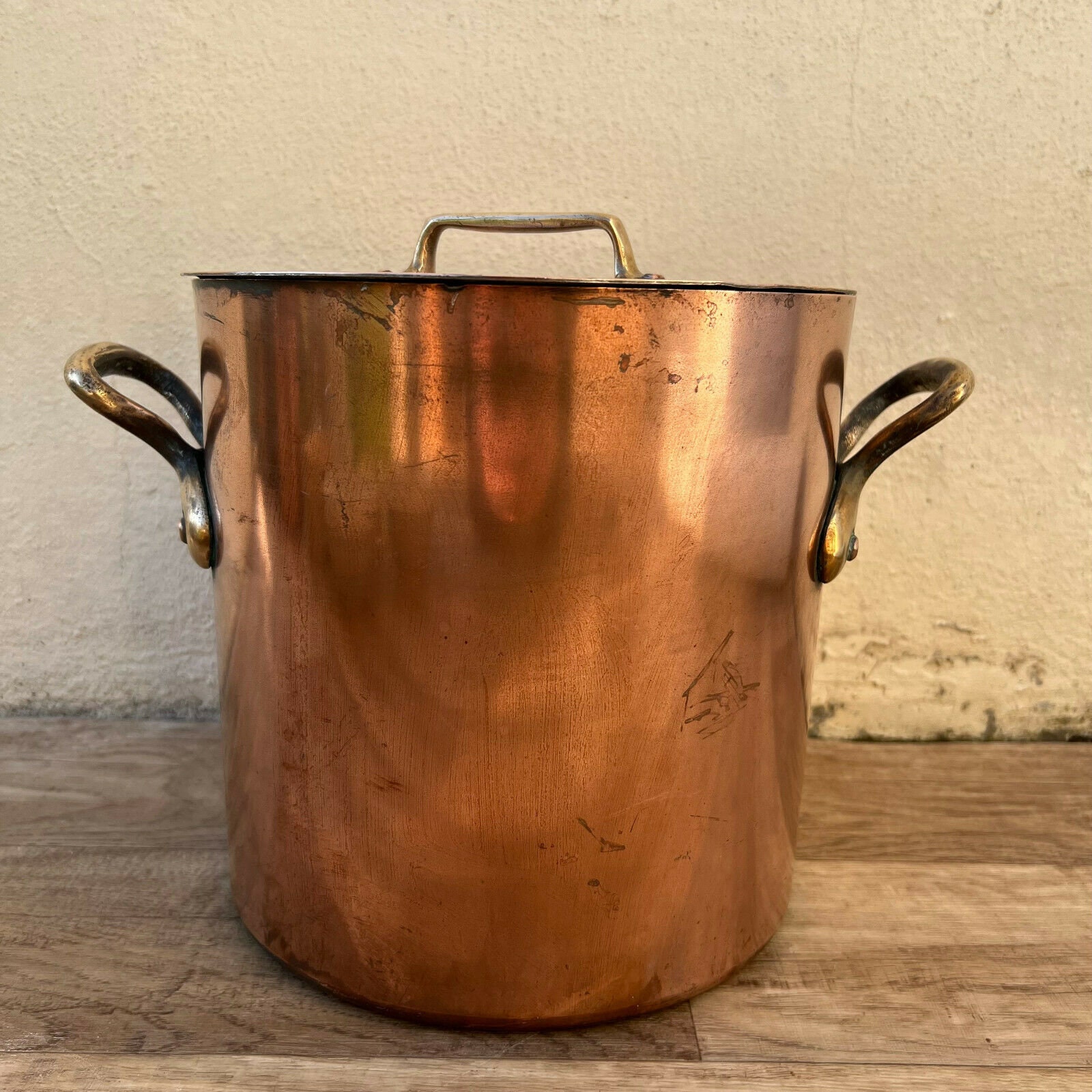 Énorme Français France Stock Pot Vtg Cuivre Ustensiles de Cuisine 9 2801222