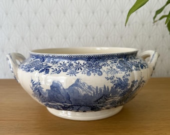 Villeroy Boch Blue White Transferware Tureen French Vintage 1906252