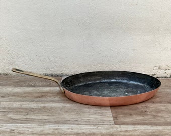 銅製　オーバルパン　フランス製 フランス製銅製調理器具 魚焼き鍋 真鍮製楕円形 フランス製 0304259