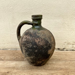 French vintage terracotta potery pitcher from France 04052319