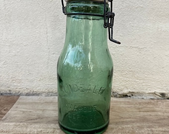 Ancienne bouteille de conserve l'idéal bocal en verre porcelaine bouchon 10 1/4" 27112315