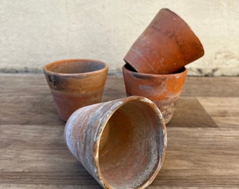 Vintage french Lot of 4 terracotta pots planter 10122213