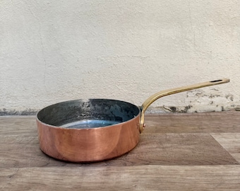 銅製楕円形フライパン Made in France約30cm x 20cm フランス製銅製調理器具 魚焼き鍋 真鍮製楕円形 フランス製 0304259