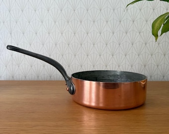 銅製楕円形フライパン Made in France約30cm x 20cm フランス製銅製調理器具 魚焼き鍋 真鍮製楕円形 フランス製 0304259