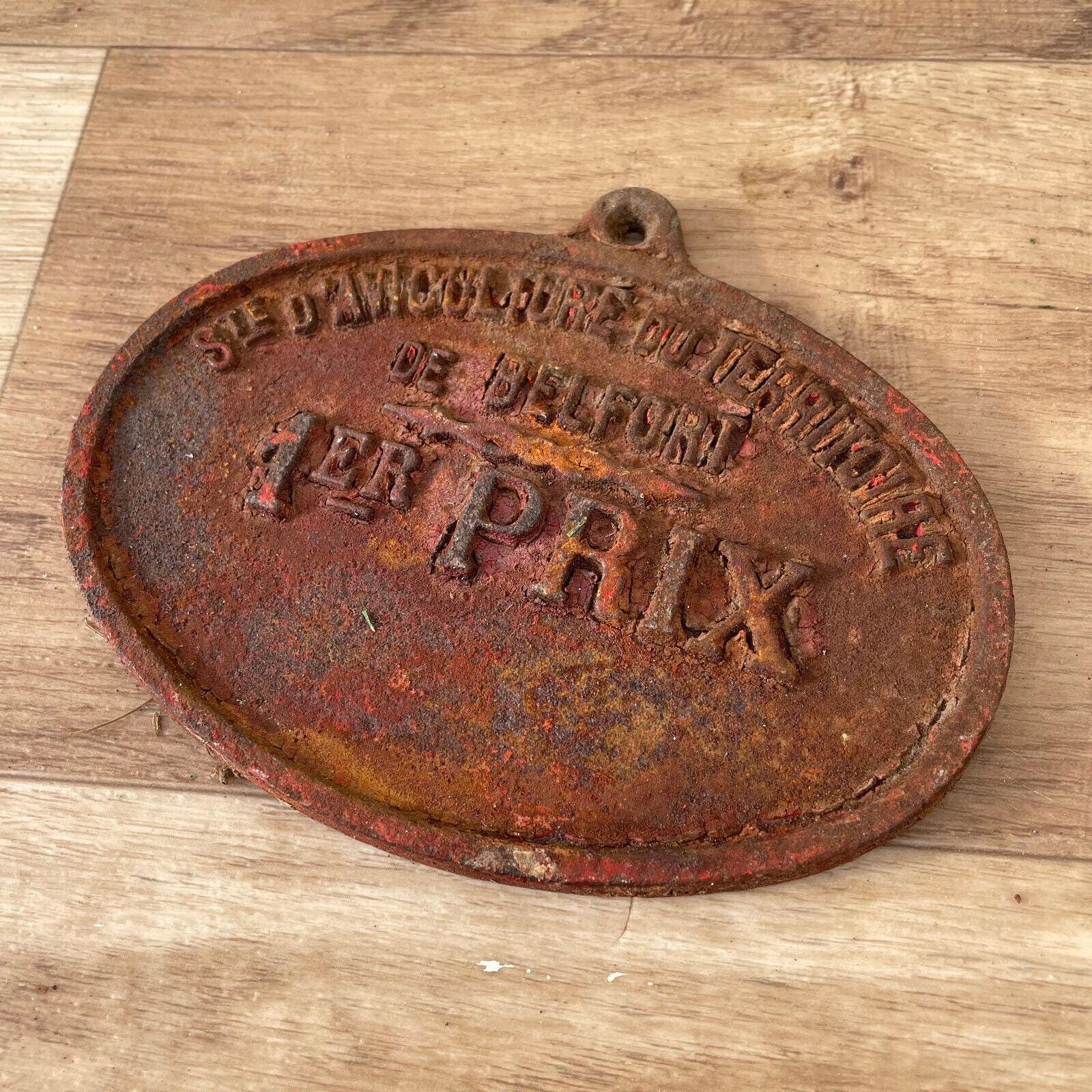 Plaque vintage française de l'agriculture, trophée du