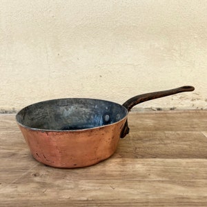 Rare Old Copper Pan French Tin Lining 8&quot; 3.5Mm Thick Lejeune Paris 11052211