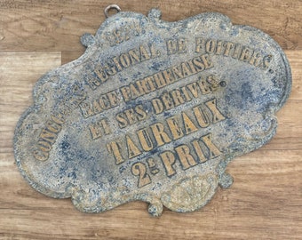 French Vintage Agriculture Plaque Trophy Award Animals Prize Sign 1879 2507248