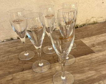 Set 6 Veuve Clicquot Crystal Champagne Flutes French Vintage