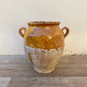 Rare 11" Handmade Glazed Terra Cotta Antique French Confit Pot Vase 2202234
