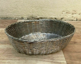 Vintage French silverplated Metal BAGUETTE BREAD BASKET 01112115