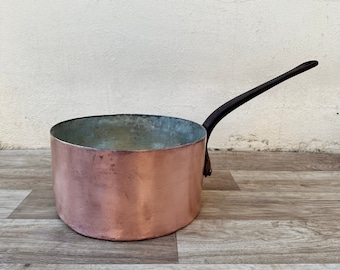 OLD copper pan French tin lining 11" 3mm thick 4.8kg 0703234