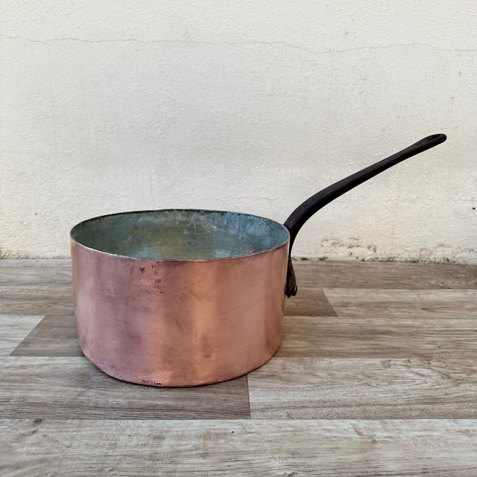 フランス製銅製ソースパン（ブリキ裏地付き）11インチ（約28cm）厚さ