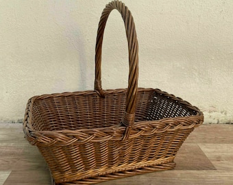 French Wicker Basket market fruits Chic Vintage Woven Rattan 0308212