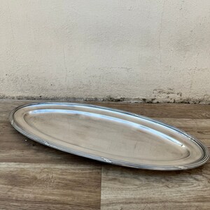 Joli Plateau De Service Ovale En Métal Argenté, 25 Cm, Super Pour Le Restaurant Ou La Maison