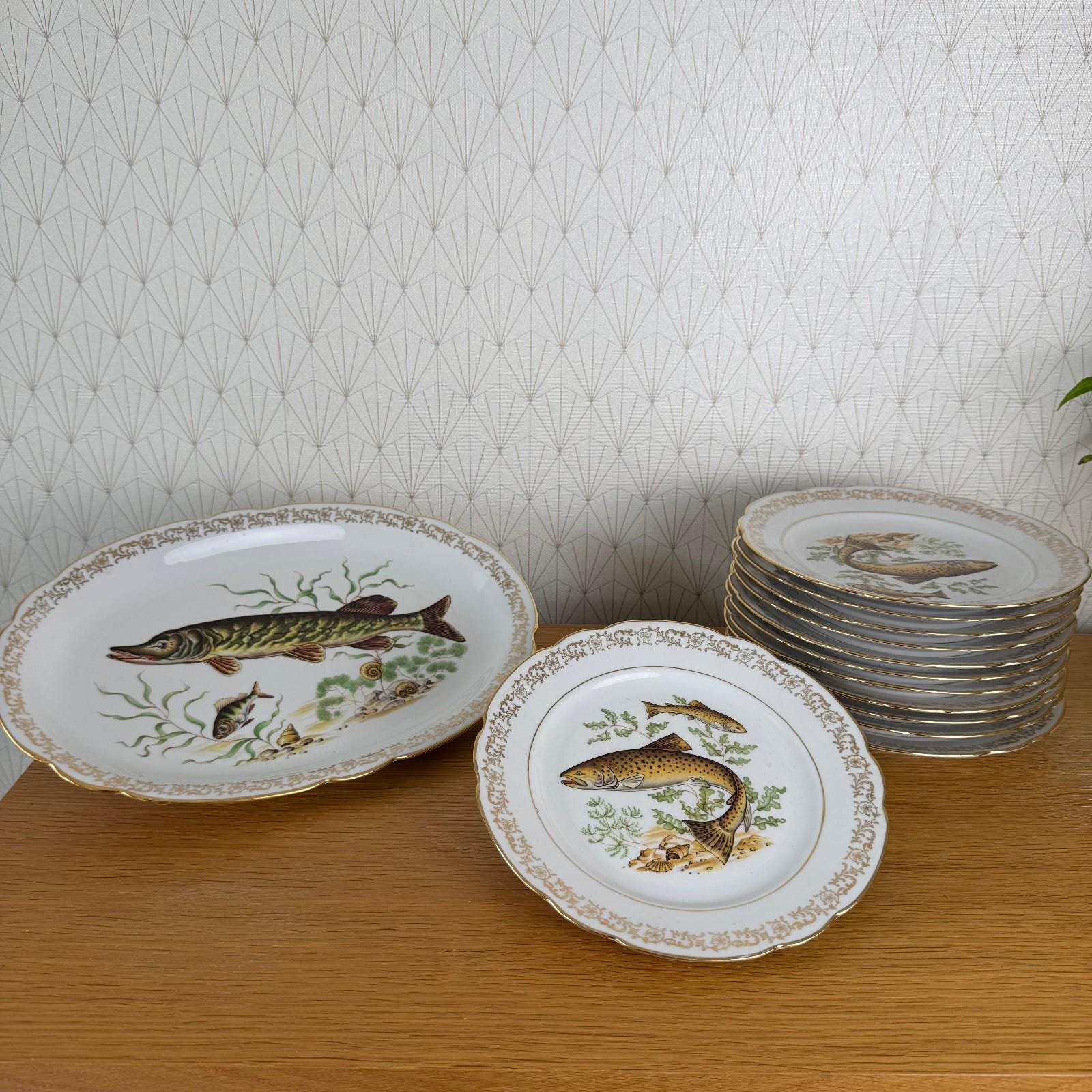 エッシェンバッハ 魚柄 プレート 4枚セット ババリア ヴィンテージ Fish plate bavaria - Etsy 日本