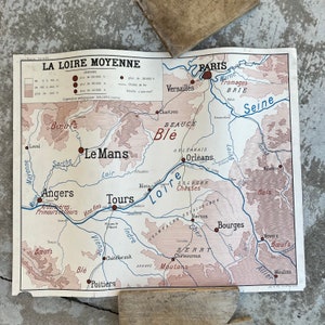 French vintage school poster map two sided ROSSIGNOL LOIRE PARIS 20072224