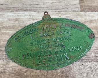 French Agricultural Prize Plaque Bovine Competition Award Trophy 1954 1909244