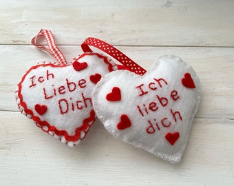 Ich Liebe Dich, Felt Heart Ornament, German Felt Heart, German Saying Felt Heart,Oktoberfest, Christmas Ornament, German Ornament