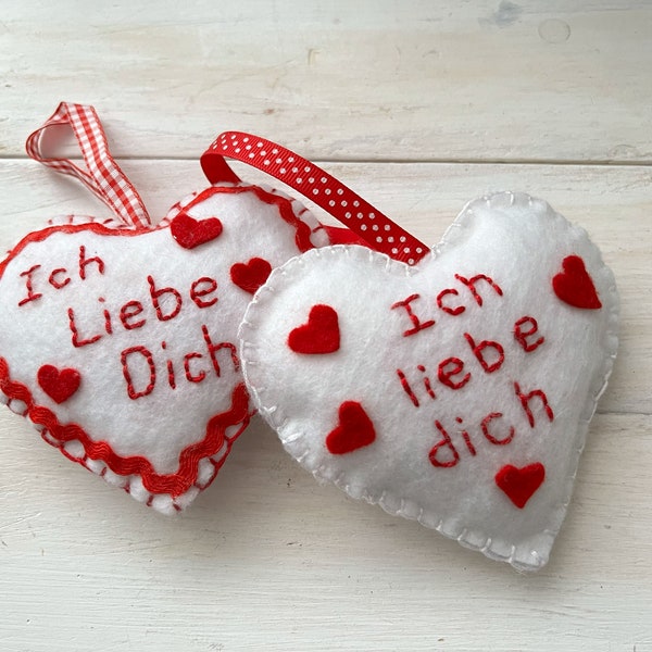 Ich Liebe Dich, Felt Heart Ornament, German Felt Heart, German Saying Felt Heart,Oktoberfest, Christmas Ornament, German Ornament