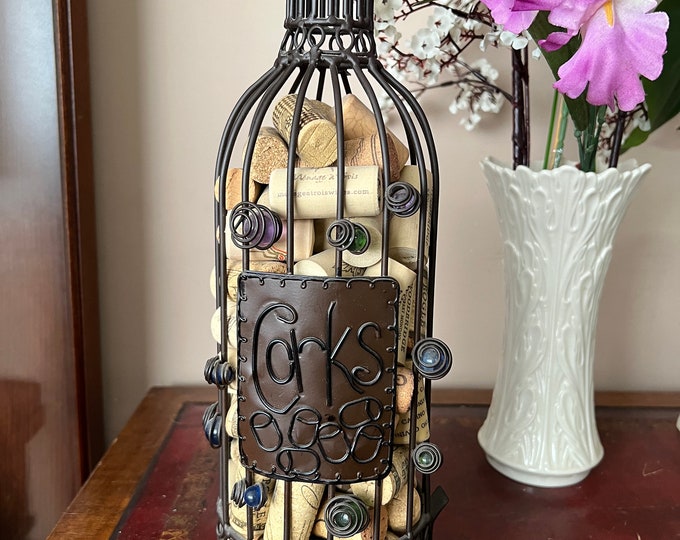 Metal Wine Bottle Cork Holder Cage, Bar Decor, Kitcjen Decor , Wine Corks, Wine Bottle Holder Etsy