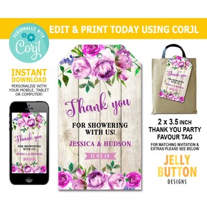 Flower Bridal Shower Favor tag, Favor Tag, Bridal Shower Favour Tag, Bridal Shower Label, Thank you Tag, Thank you Bridal Shower Tag