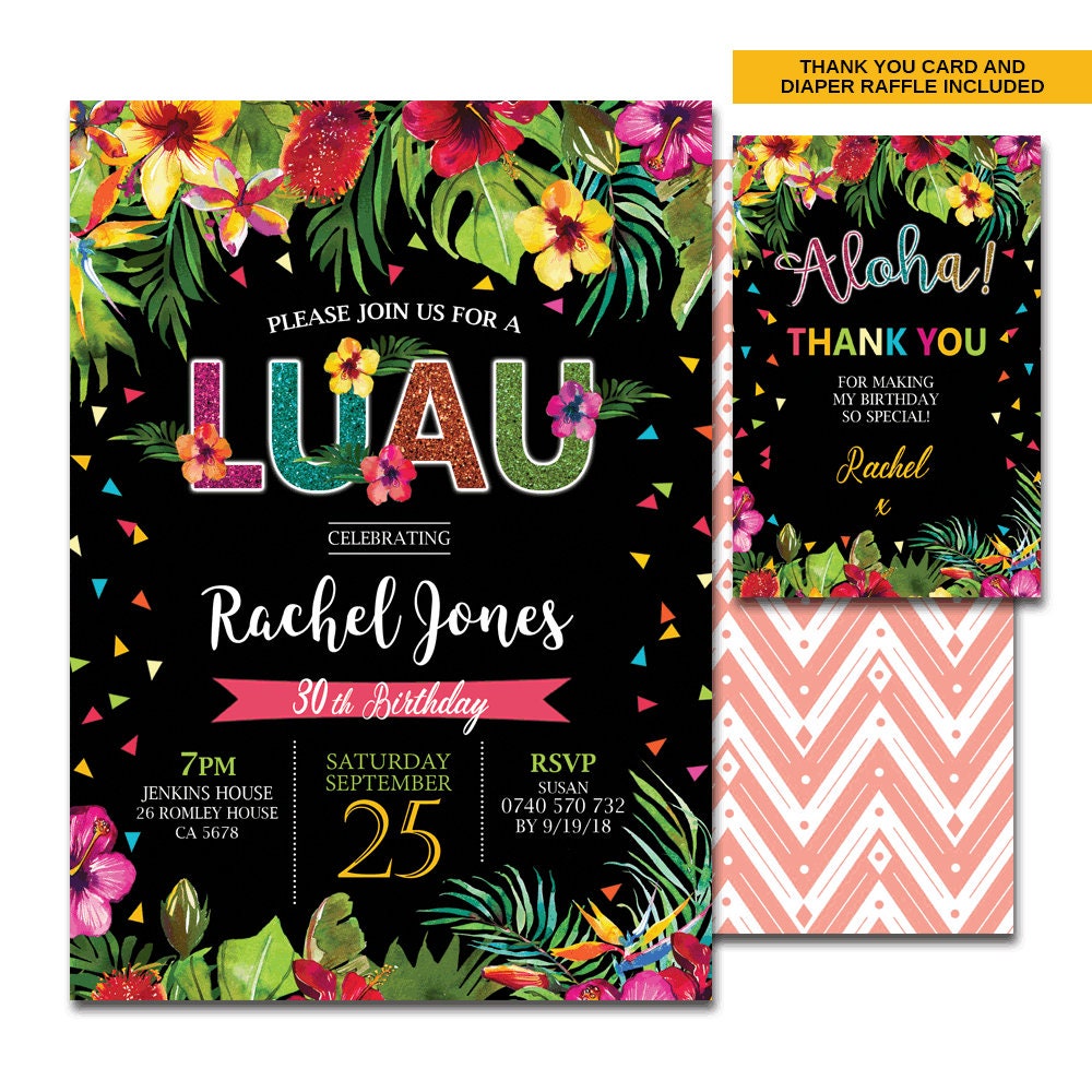 Invitations & Announcements Paper Luau Photo Invitation 1st Luau Party
