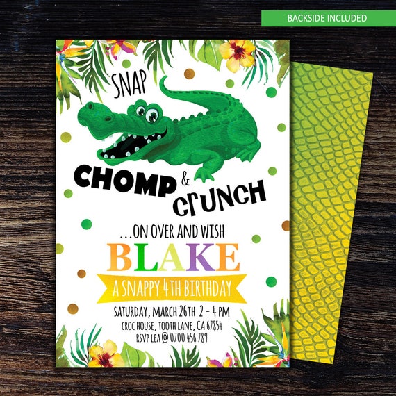 Invitation De Crocodile Anniversaire Crocodile Party Etsy