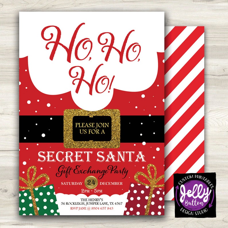 Secret Santa Invite Christmas Gift Exchange Party Invite Ho Etsy secret-santa-invite-christmas-gift-exchange-party-invite-ho-etsy