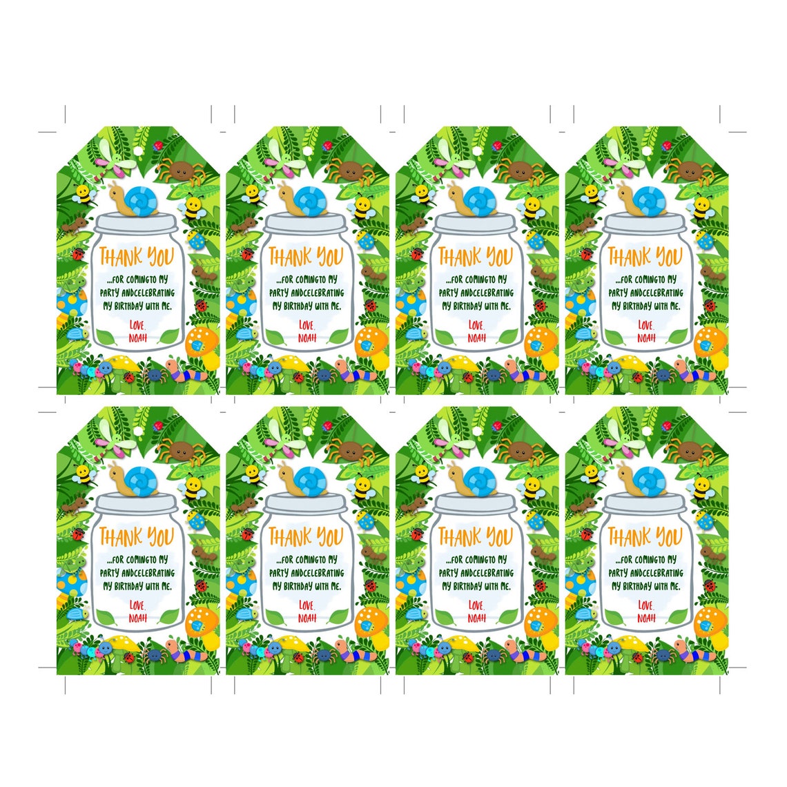 Bug Favour Tag, Bug Favor Tag, Insect Thank you Tag, Nature Trail Thank ...