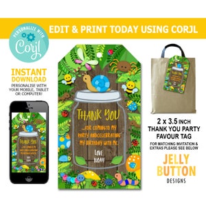 Bug Favor Tag, Bug Favor Tag, Inkt Thank you Tag, Nature Trail Thank you Tag, Insektentag, Bug Party Tag, Bug Thank you Label, Corjl