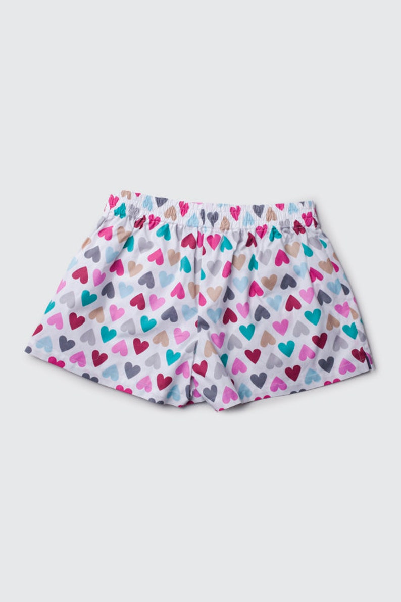 Couple cotton sleeping shorts boxers COLOUR HEARTS his hers